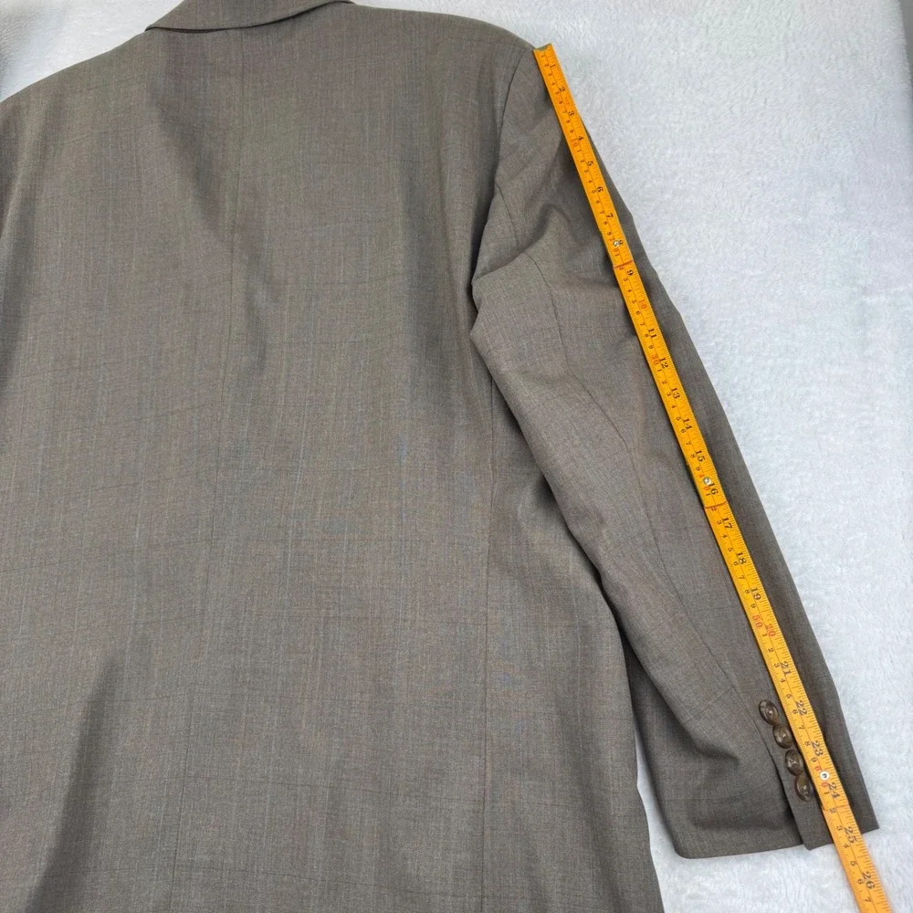 Chaps Ralph Lauren Blazer Mens 48 Brown Blue Windowpane Plaid Wool Sport Coat‎